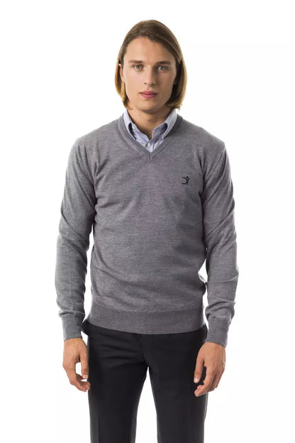 Gray Merino Wool Men Sweater Uominitaliani