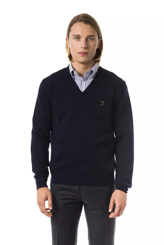 Blue Merino Wool Men Sweater Uominitaliani