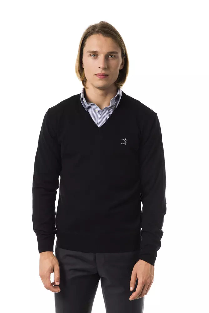 Black Merino Wool Men Sweater Uominitaliani