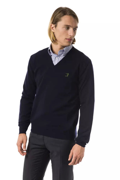 Blue Merino Wool Men Sweater Uominitaliani