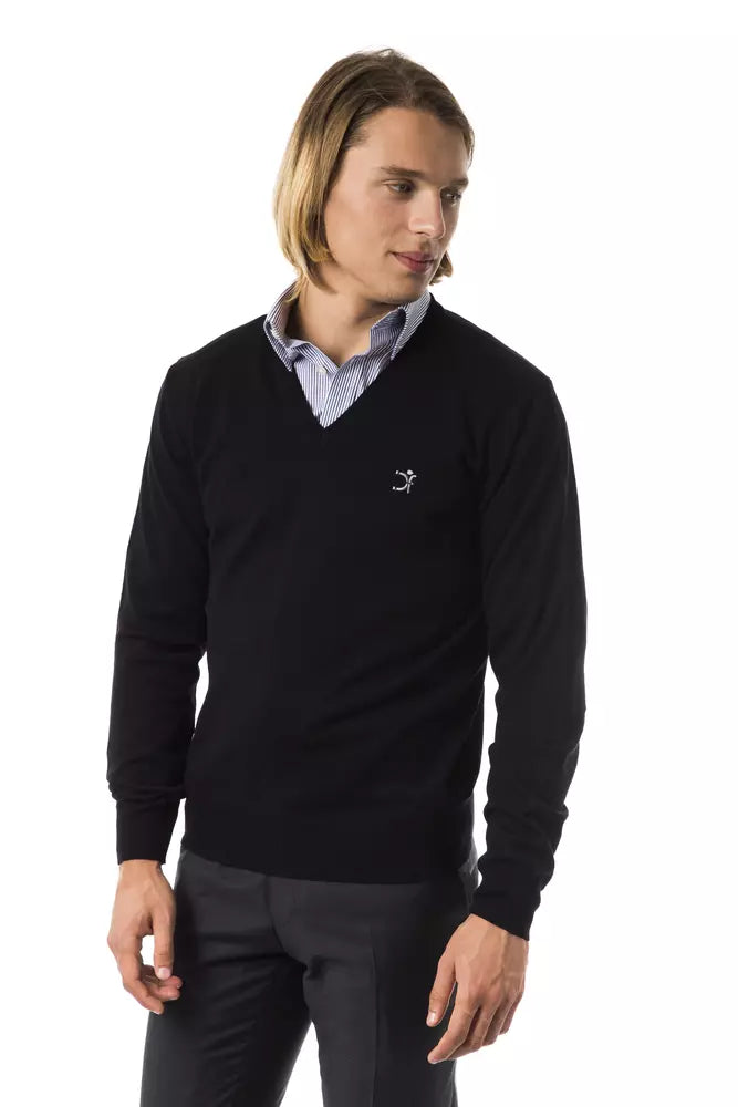Black Merino Wool Men Sweater Uominitaliani