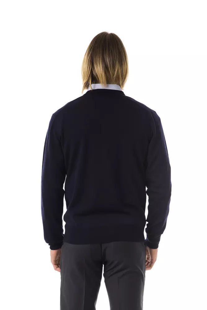 Blue Merino Wool Men Sweater Uominitaliani