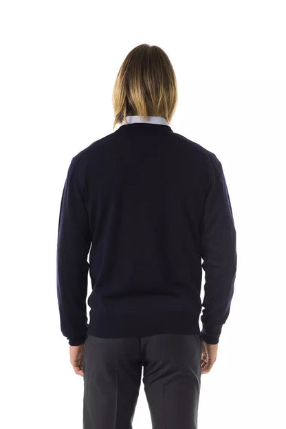 Blue Merino Wool Men Sweater Uominitaliani
