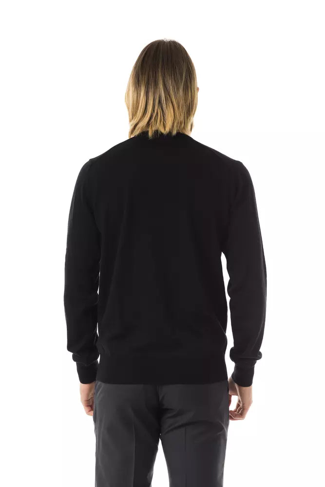 Black Merino Wool Men's Sweater Uominitaliani