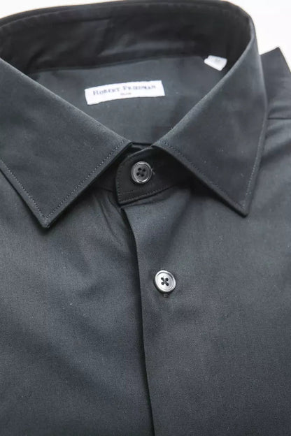Black Cotton Men's Shirt Robert Friedman