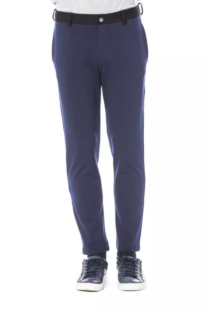 Blue Viscose Men Pant Verri