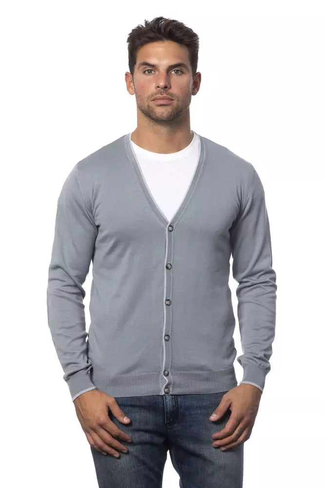 Gray Cotton Men's Cardigan Verri