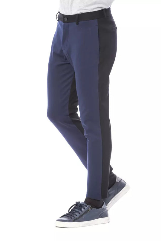 Blue Viscose Men Pant Verri
