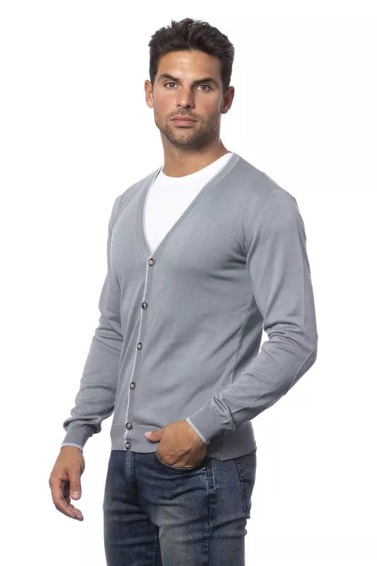 Gray Cotton Men's Cardigan Verri