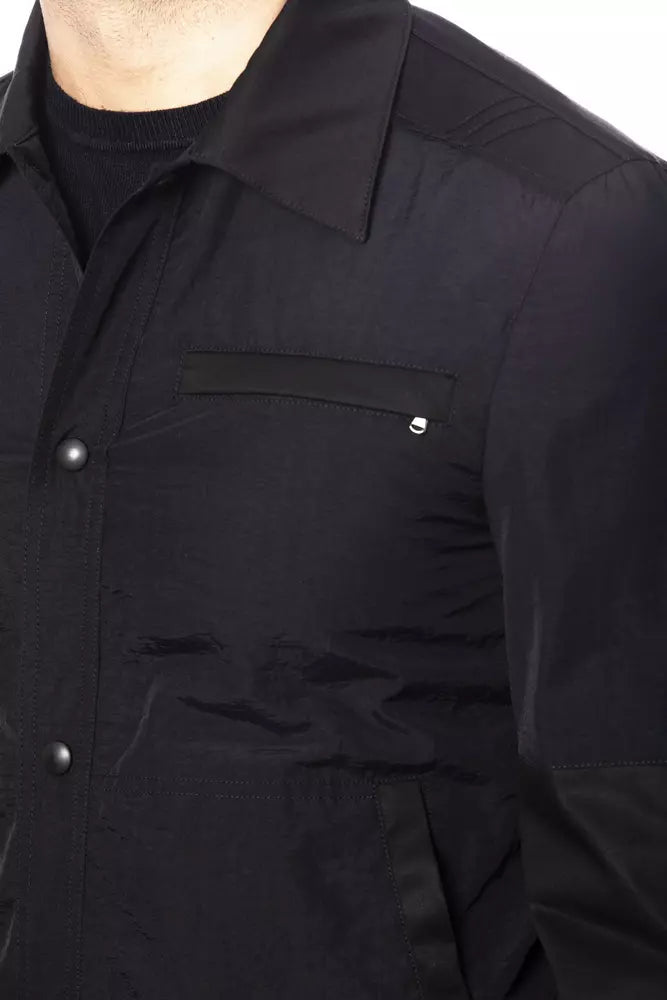 Black Cotton Men Bomber Jacket Verri