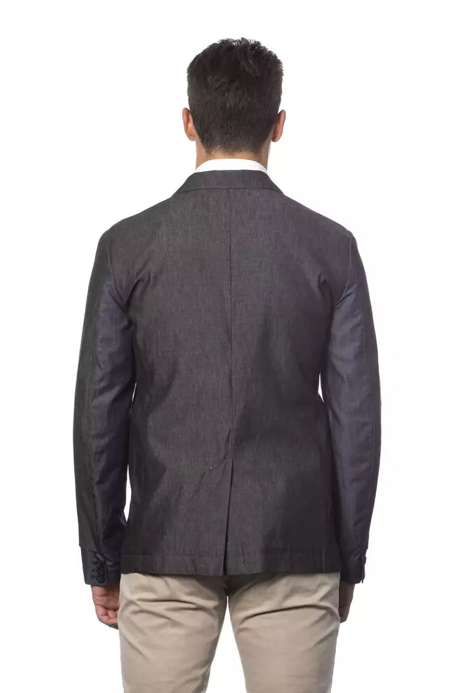 Gray Cotton Men Single Breasted Blazer Verri