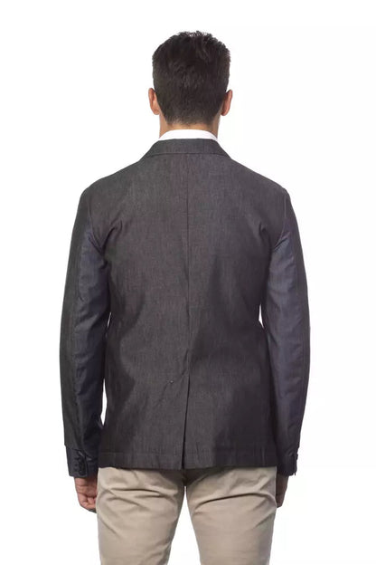 Gray Cotton Men Single Breasted Blazer Verri