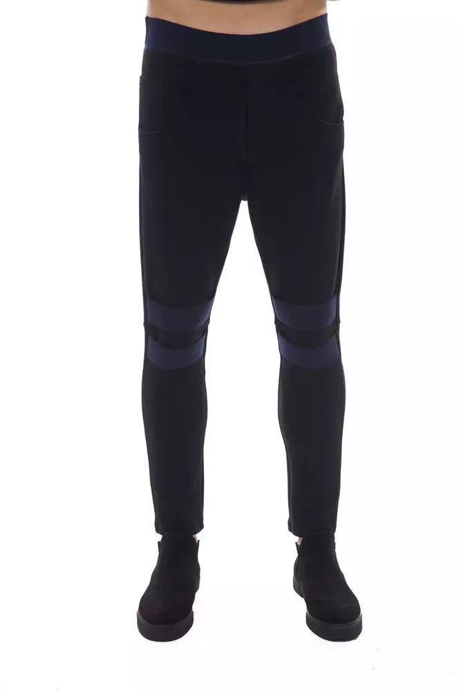 Black Viscose Men Pants Nicolo Tonetto