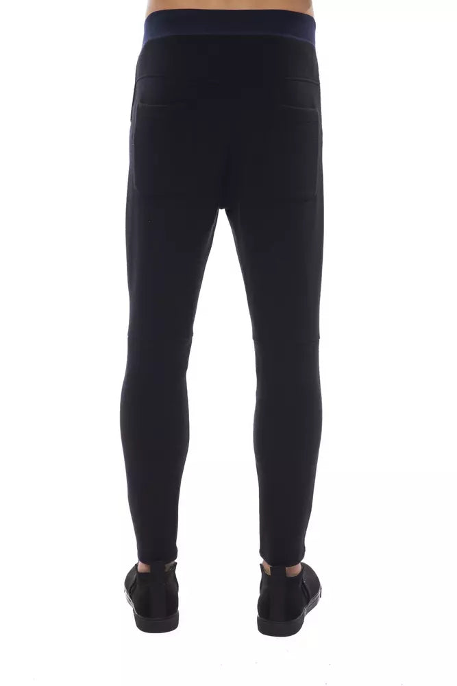 Black Viscose Men Pants Nicolo Tonetto