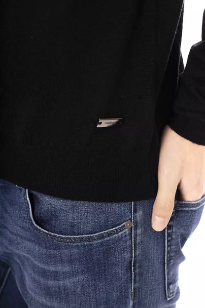 Black Fabric Men Sweater Turtleneck