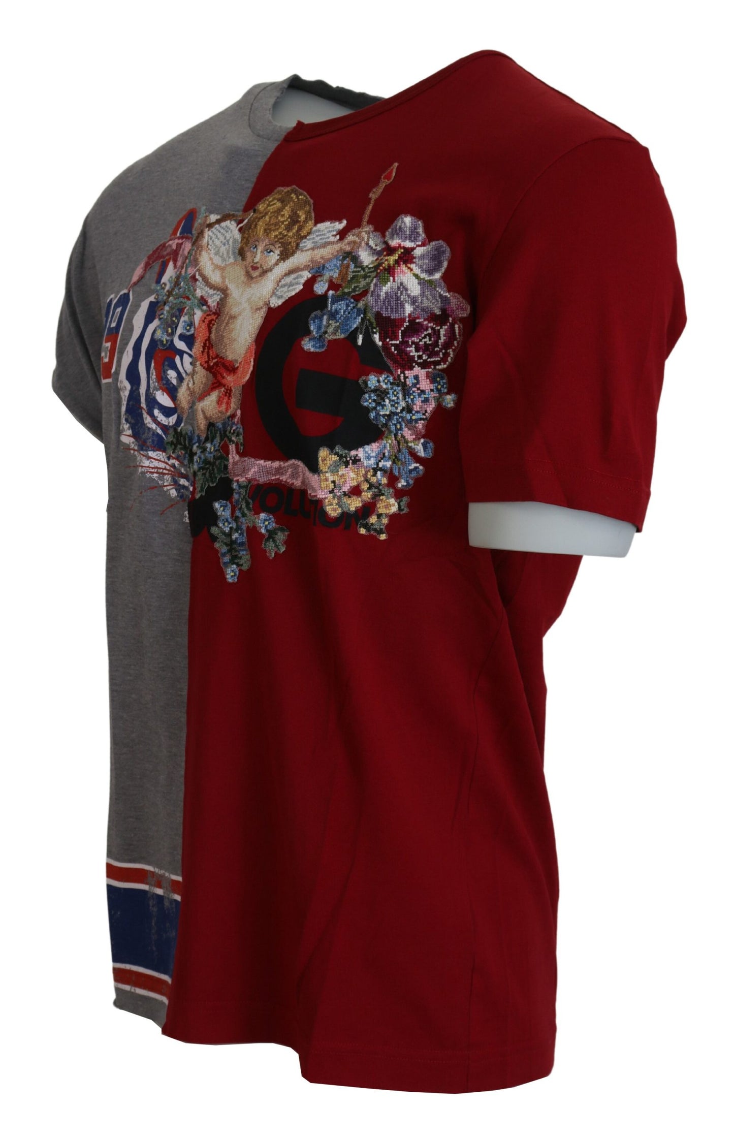 Red Gray Two Model DG Angel Crewneck  T-shirt