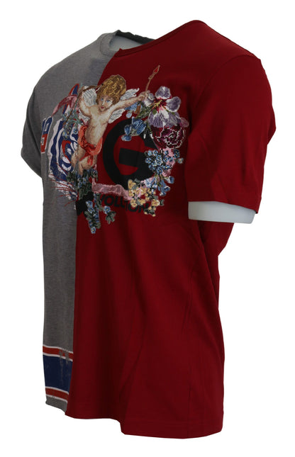 Red Gray Two Model DG Angel Crewneck  T-shirt