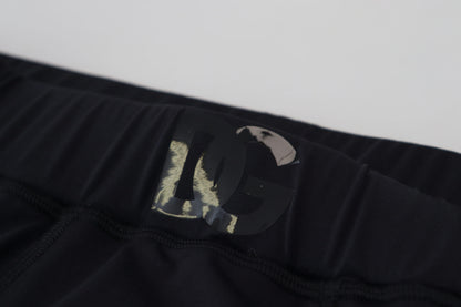 Black Nylon Slim Fit Stretch Pants