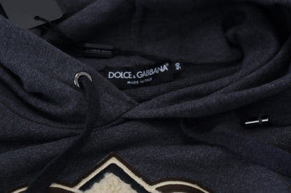 Gray Logo Cotton Hooded Sweatshirt Sweater