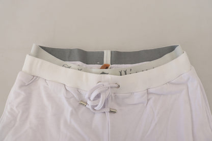 White Cotton Logo Mens Jogger Pants