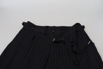 Black Wool Striped Chino Pants