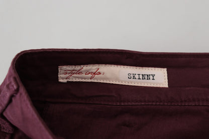 Maroon Cotton Stretch Skinny Casual Men Pants