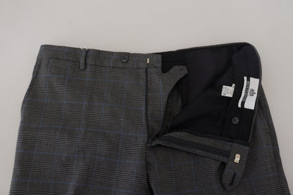 Gray Checkered Wool Dress Formal Pants
