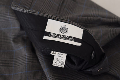 Gray Checkered Wool Dress Formal Pants