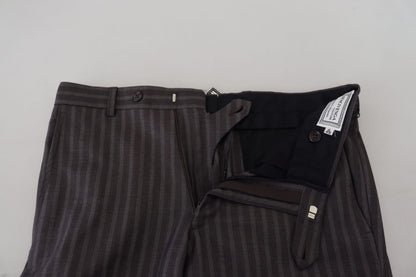 Brown Stripes Slim Fit Men Pants
