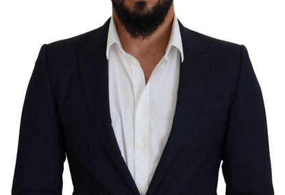 Blue Wool Slim Fit Formal Coat Blazer