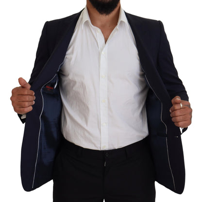 Blue Wool Slim Fit Formal Coat Blazer