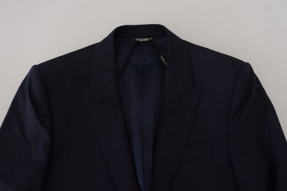 Blue Wool Slim Fit Formal Coat Blazer