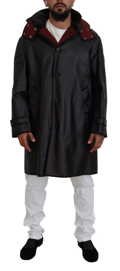 Black Trench Hooded Parka Cotton Jacket
