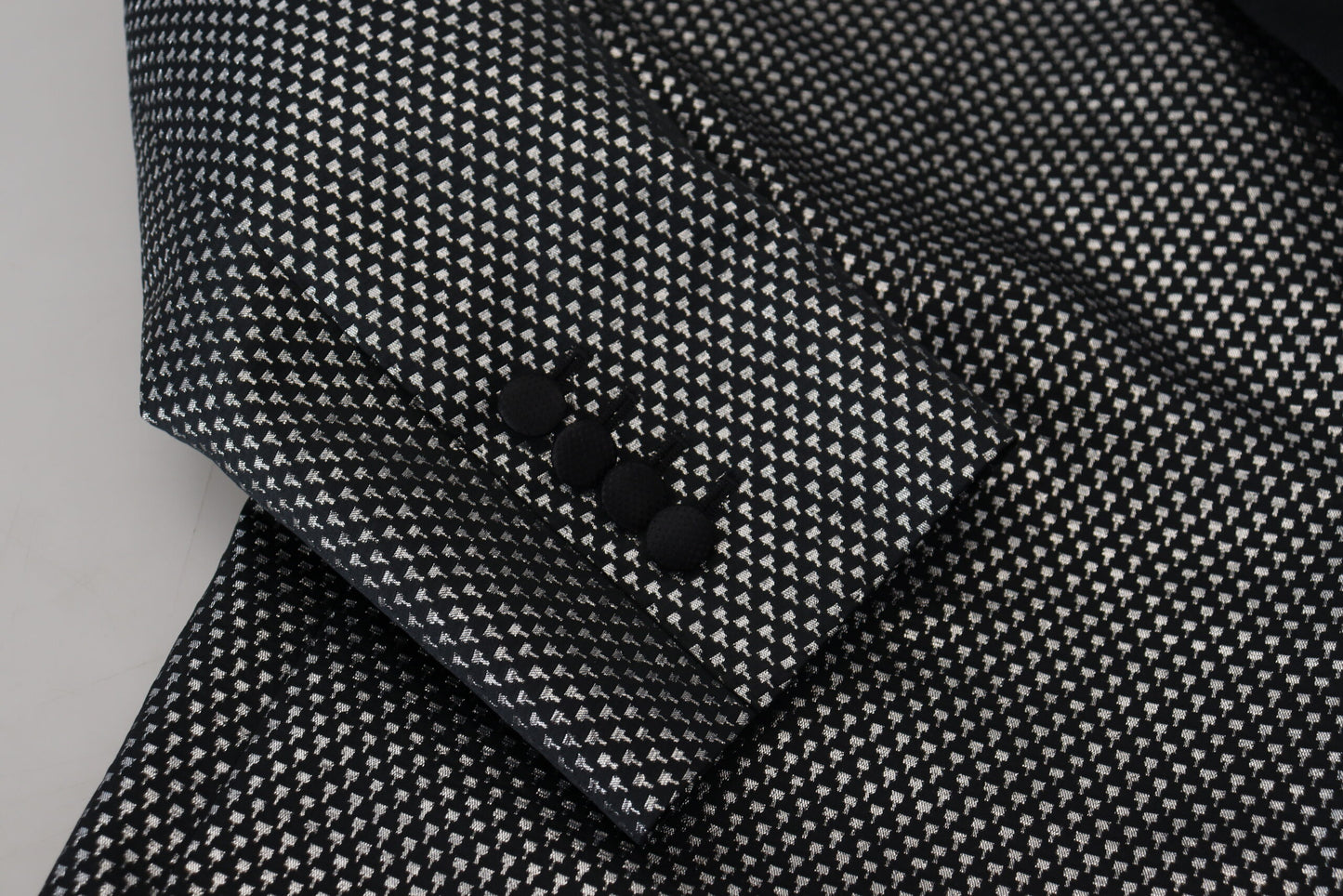 Black Silver Jacquard Slim Fit Jacket Blazer