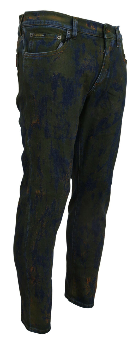 Blue Green Skinny Cotton Denim Jeans