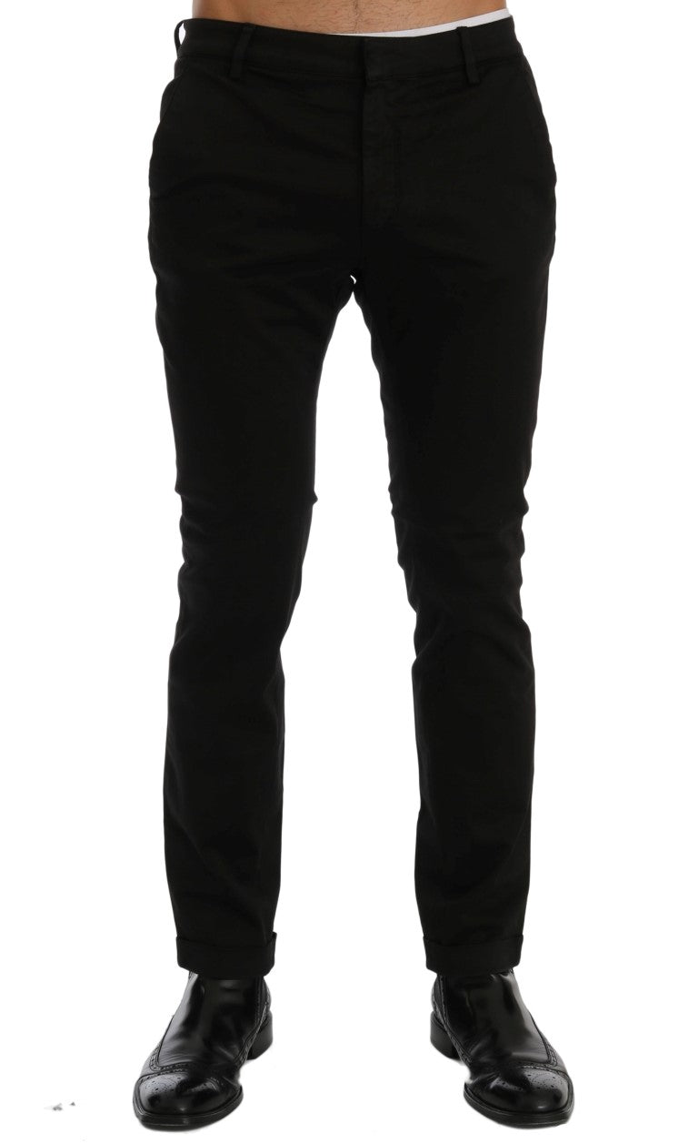 Black Slim Fit Cotton Stretch Pants Costume National