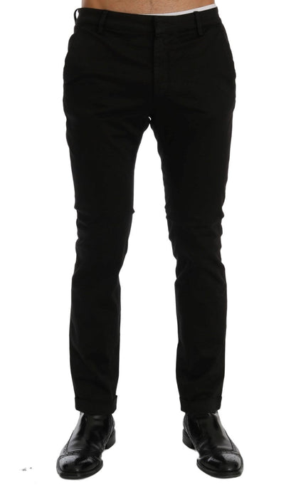 Black Slim Fit Cotton Stretch Pants Costume National