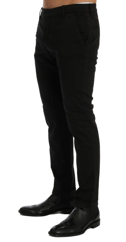 Black Slim Fit Cotton Stretch Pants Costume National