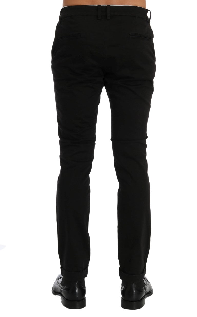 Black Slim Fit Cotton Stretch Pants Costume National