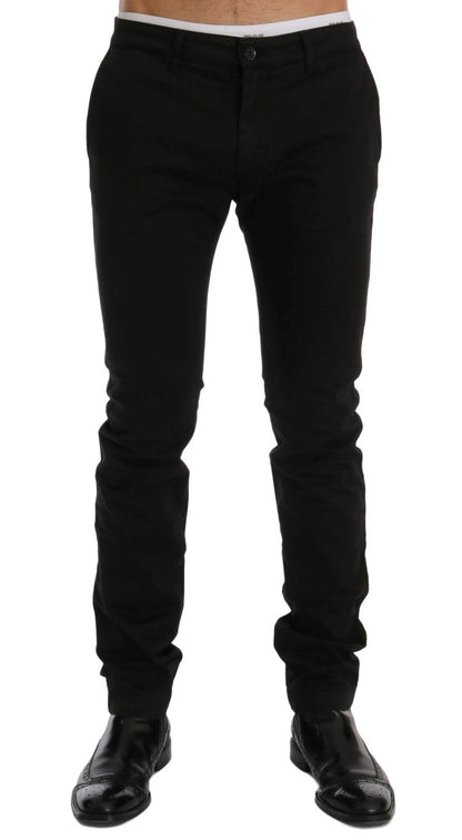 Black Cotton Stretch Chinos Pants GF Ferre