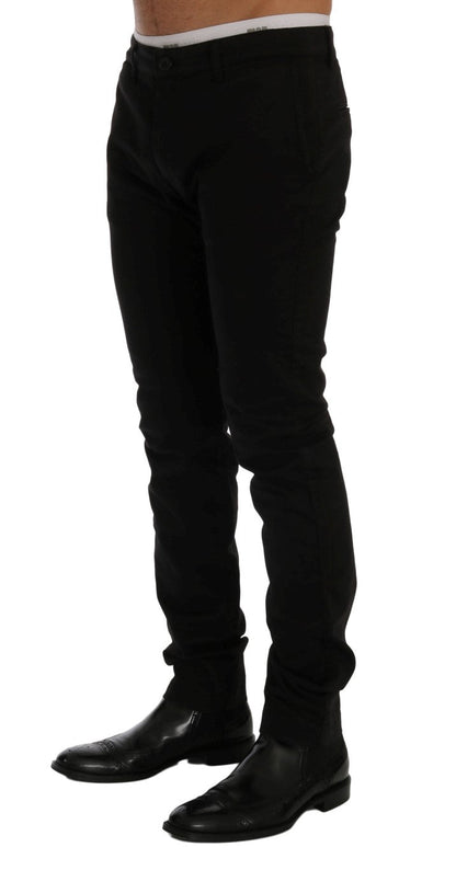 Black Cotton Stretch Chinos Pants GF Ferre