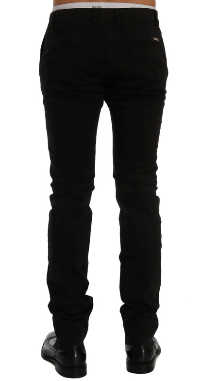 Black Cotton Stretch Chinos Pants GF Ferre