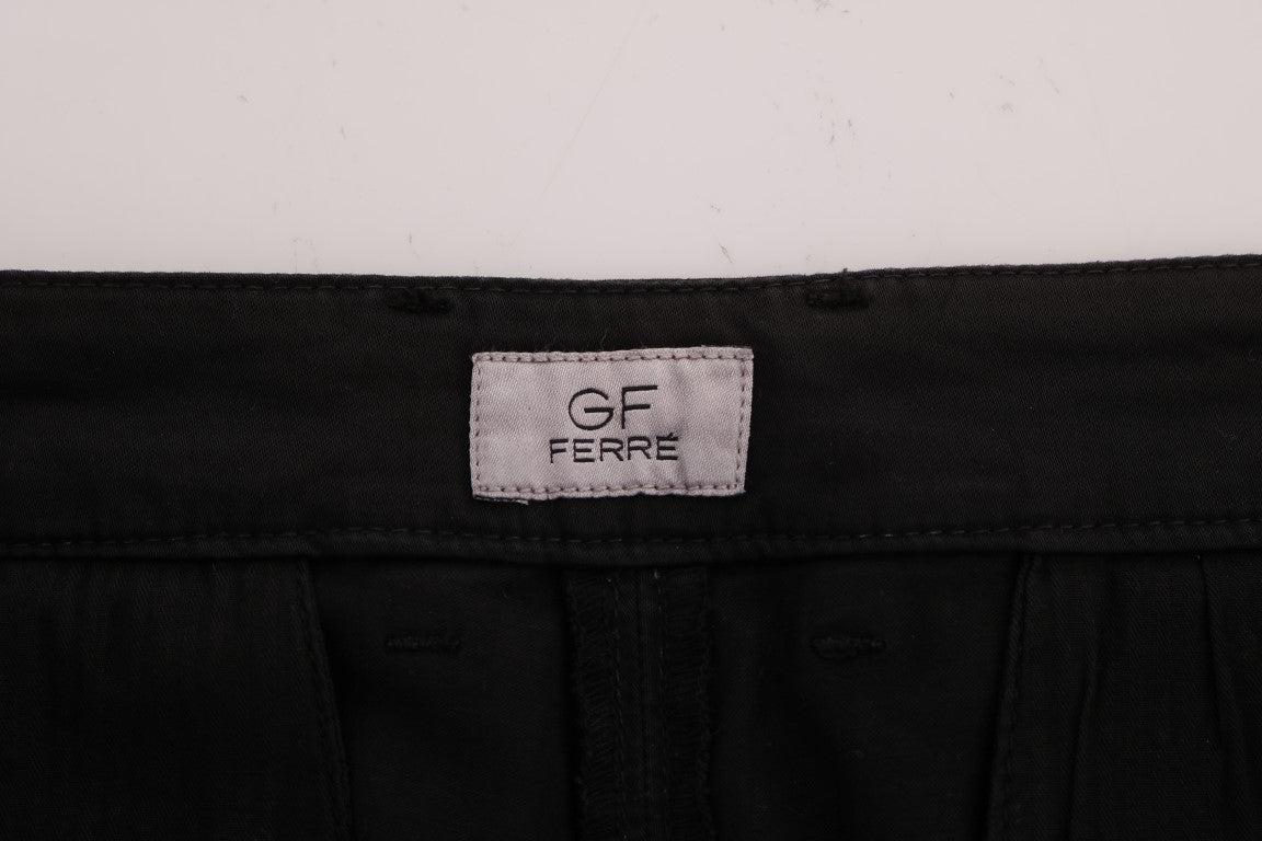 Black Cotton Stretch Chinos Pants GF Ferre