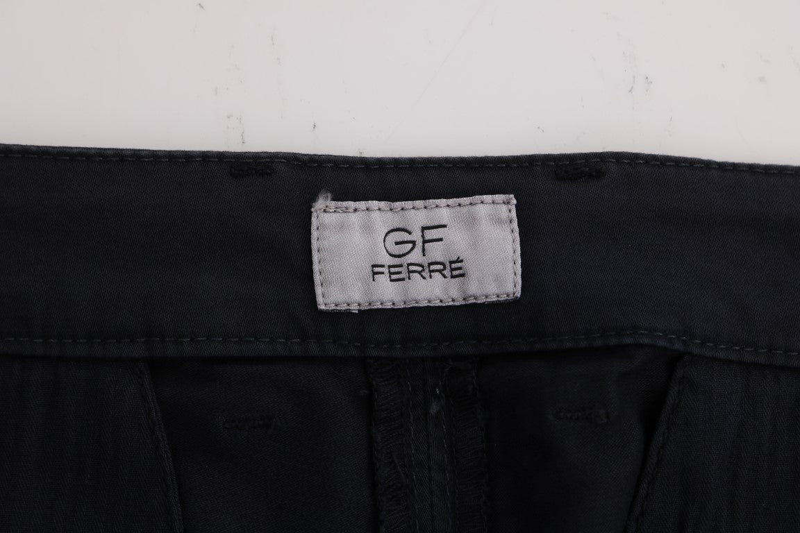 Blue Cotton Stretch Chinos Pants GF Ferre