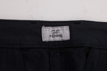 Blue Cotton Stretch Chinos Pants GF Ferre
