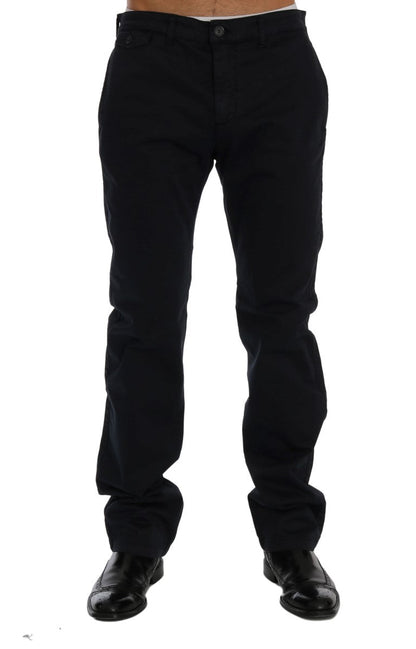 Blue Cotton Stretch Chinos Pants GF Ferre