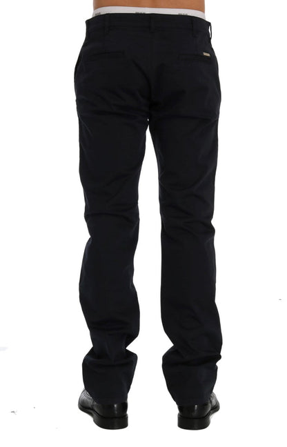 Blue Cotton Stretch Chinos Pants GF Ferre