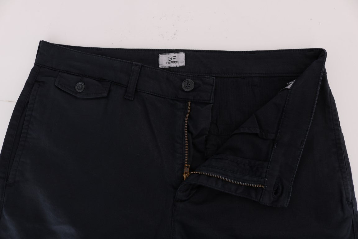 Blue Cotton Stretch Chinos Pants GF Ferre