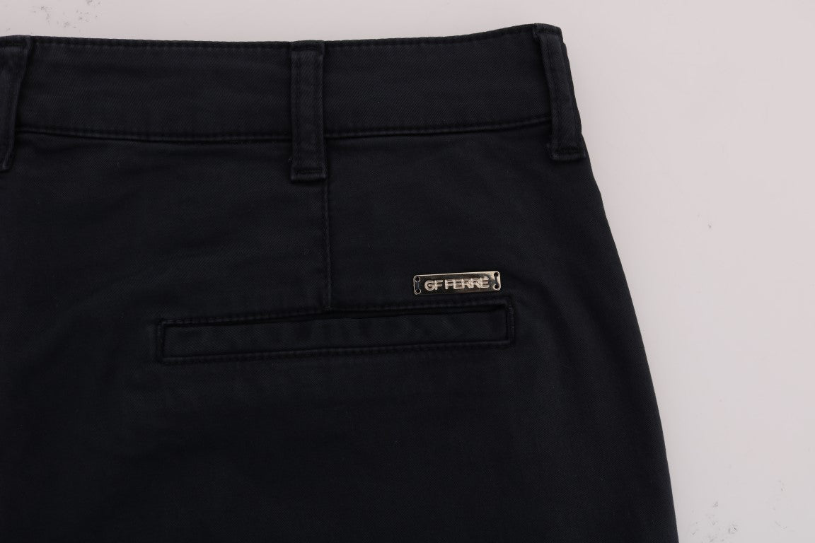 Blue Cotton Stretch Chinos Pants GF Ferre