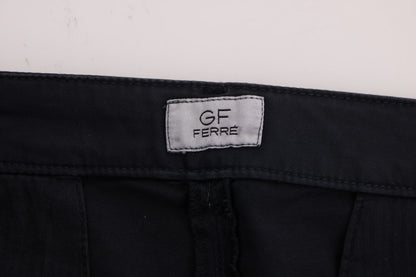 Blue Cotton Stretch Chinos Pants GF Ferre